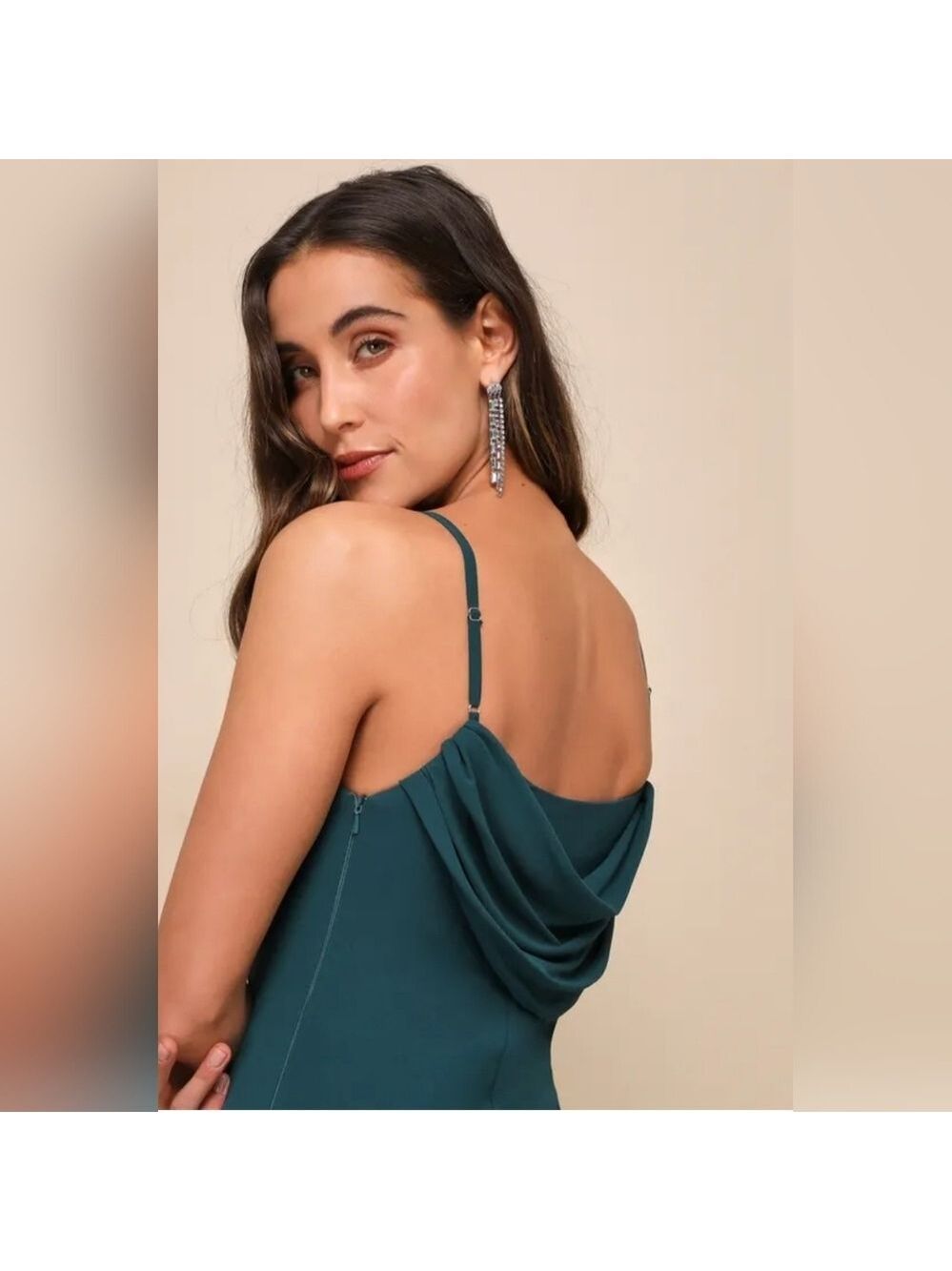 Lulus | Captivated Emerald Green Cowl Neck | Maxi Dress - Picture 5 of 6